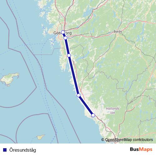 Öresundståg rail Line Map
