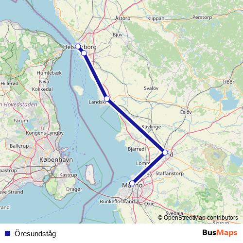 Öresundståg rail Line Map