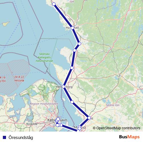 Öresundståg rail Line Map