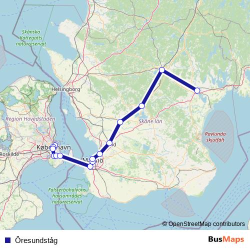 Öresundståg rail Line Map