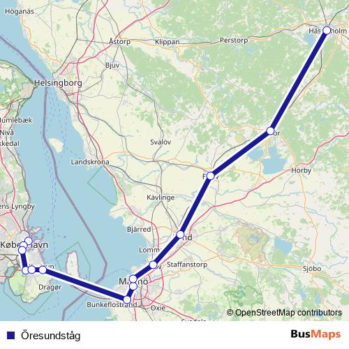 Öresundståg rail Line Map