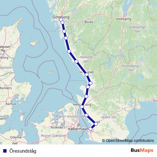 Öresundståg rail Line Map