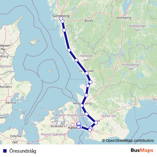 Öresundståg rail Line Map