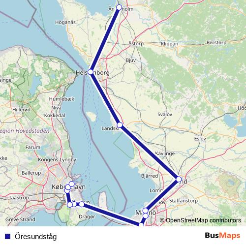 Öresundståg rail Line Map