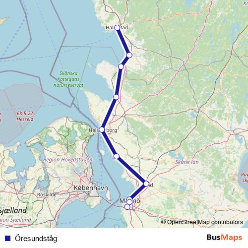 Öresundståg rail Line Map
