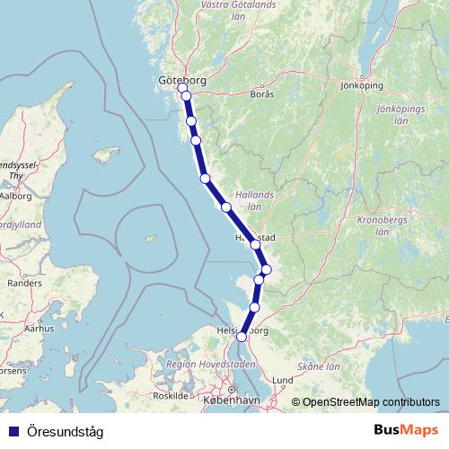 Öresundståg rail Line Map