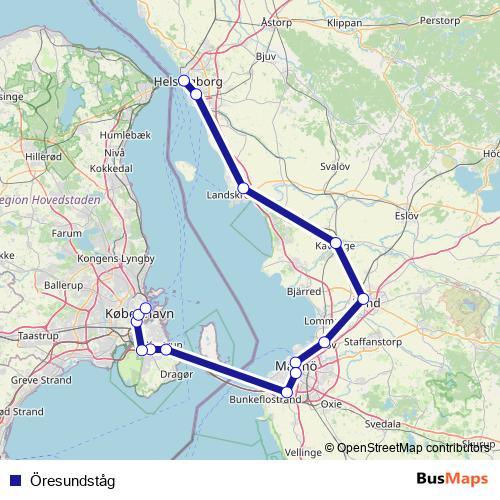 Öresundståg rail Line Map