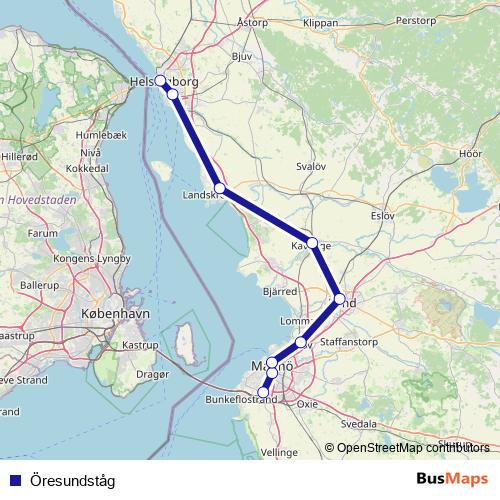 Öresundståg rail Line Map