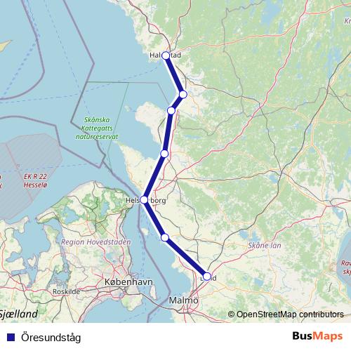 Öresundståg rail Line Map