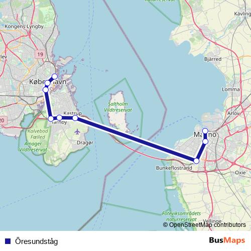 Öresundståg rail Line Map