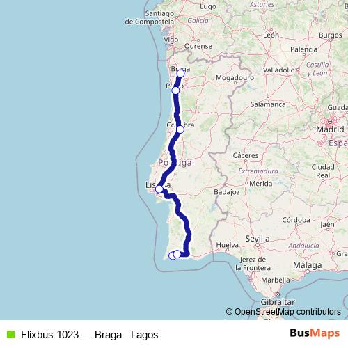 Flixbus 1023 bus Line Map