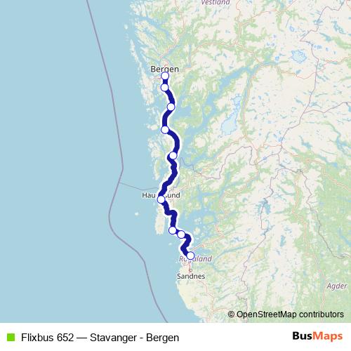 Flixbus 652 bus Line Map