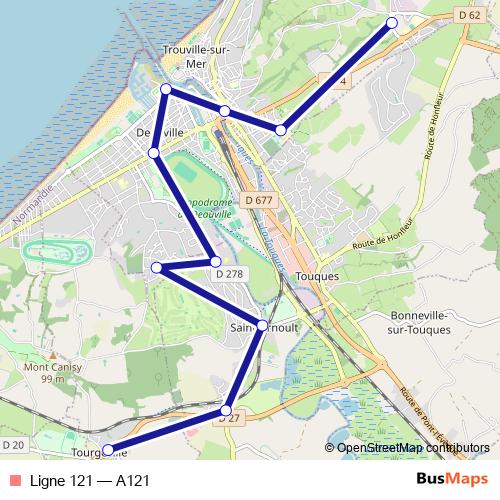 Ligne 121 bus Line Map