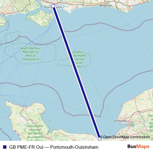 GB PME-FR Oui ferry Line Map