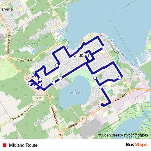 Midland Route bus Line Map