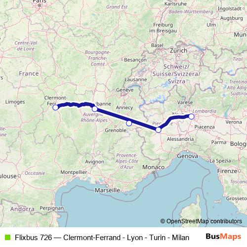 Flixbus 726 bus Line Map