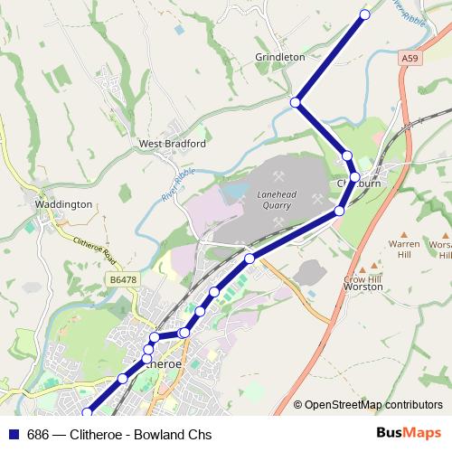 686 bus Line Map