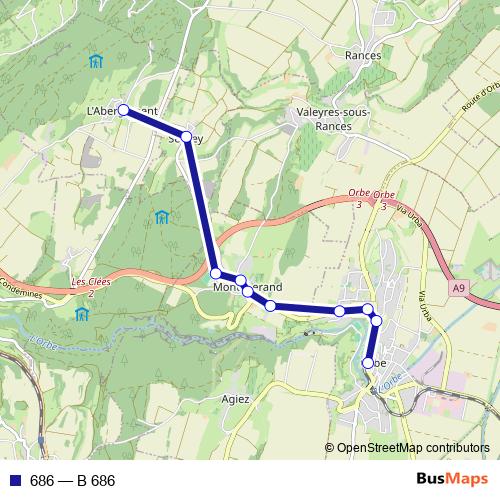 686 bus Line Map