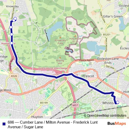 686 bus Line Map