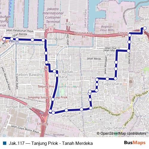 Jak.117 bus Line Map