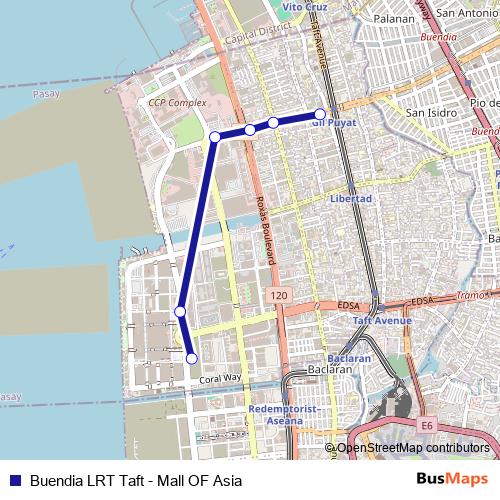 Buendia LRT Taft - Mall OF Asia bus Line Map