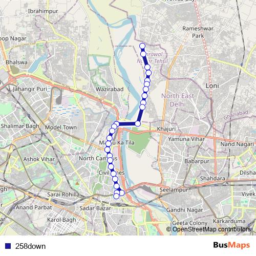 258down bus Line Map