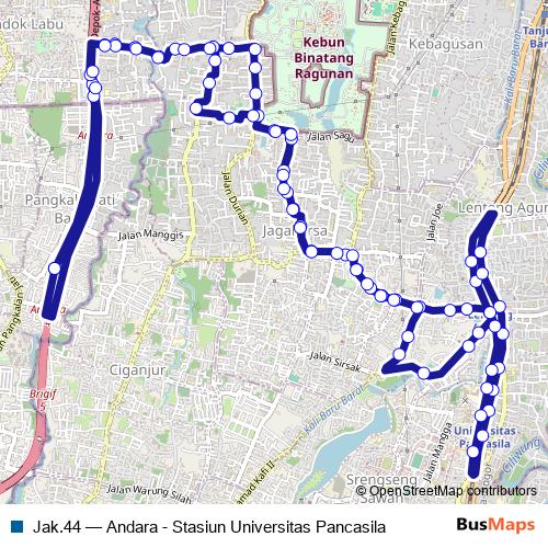 Jak.44 bus Line Map