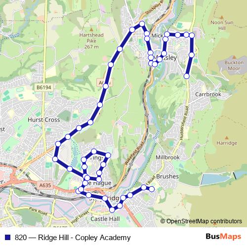 820 bus Line Map