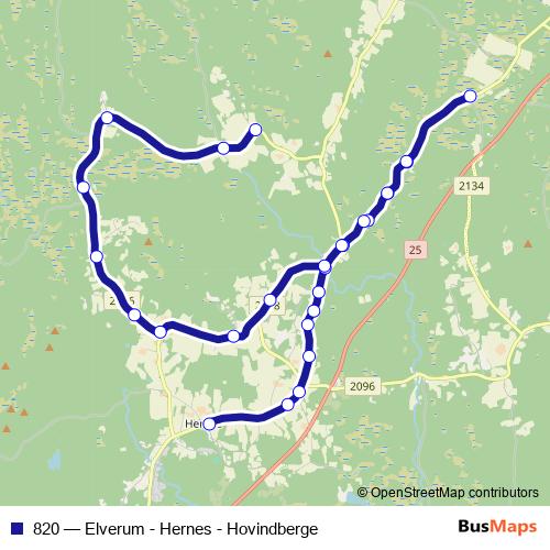 820 bus Line Map