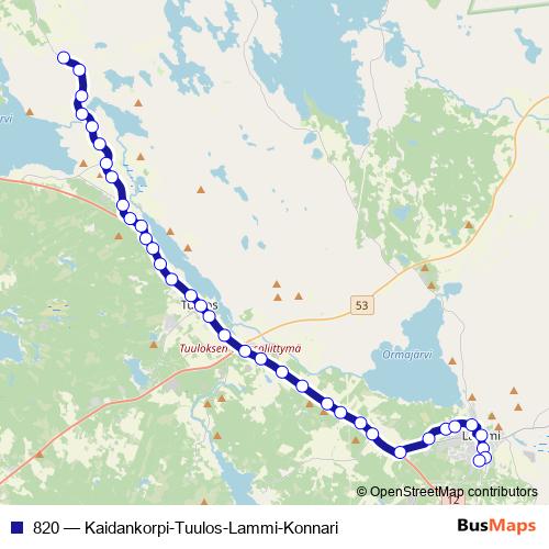 820 bus Line Map