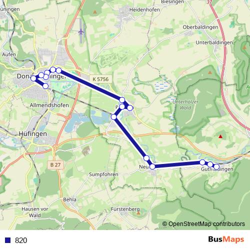 820 bus Line Map