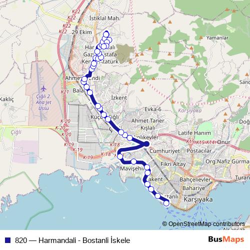 820 bus Line Map