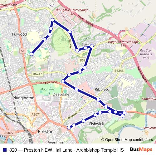 820 bus Line Map