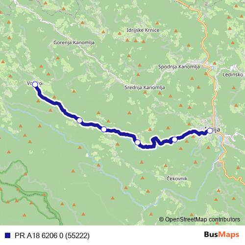 PR A18 6206 0 (55222) bus Line Map