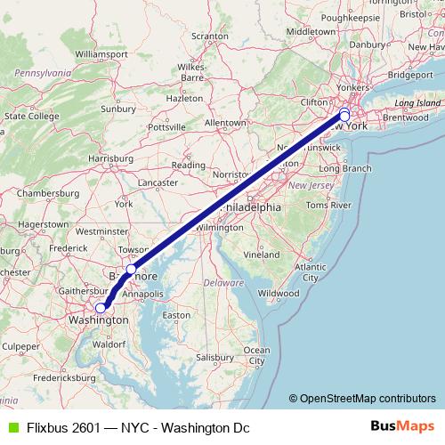 Flixbus 2601 bus Line Map