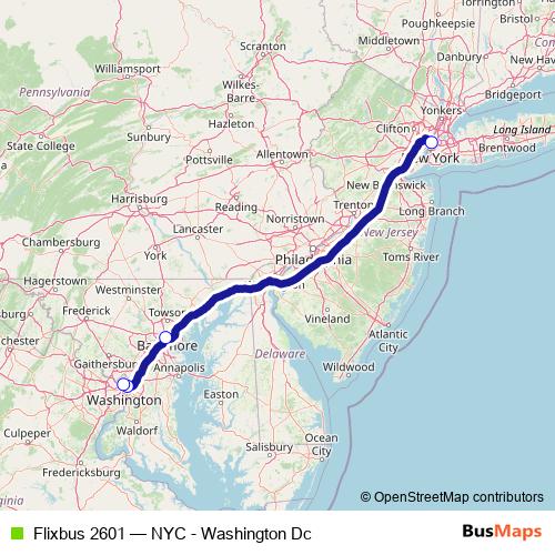Flixbus 2601 bus Line Map