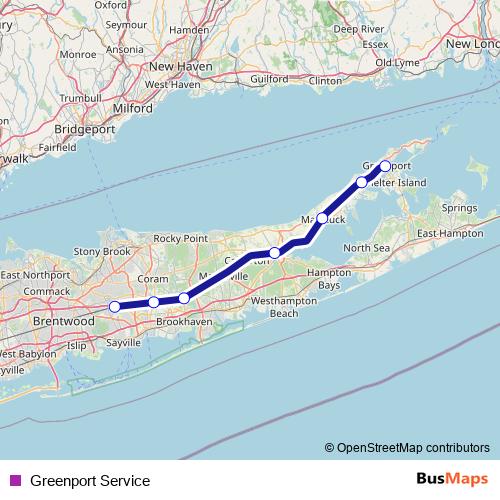 Greenport Service rail Line Map