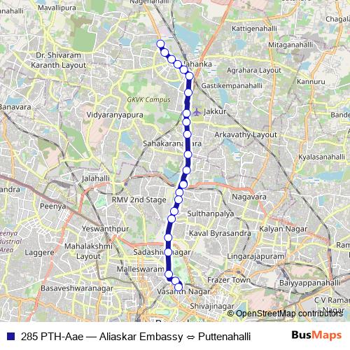 285 PTH-Aae bus Line Map