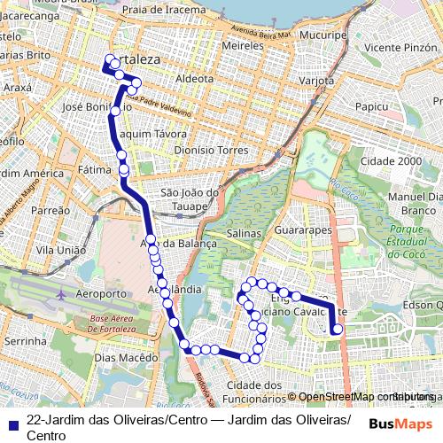 22-Jardim das Oliveiras/Centro bus Line Map