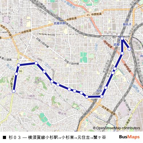 杉０３ bus Line Map