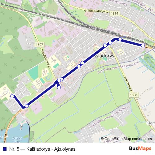 Nr. 5 bus Line Map