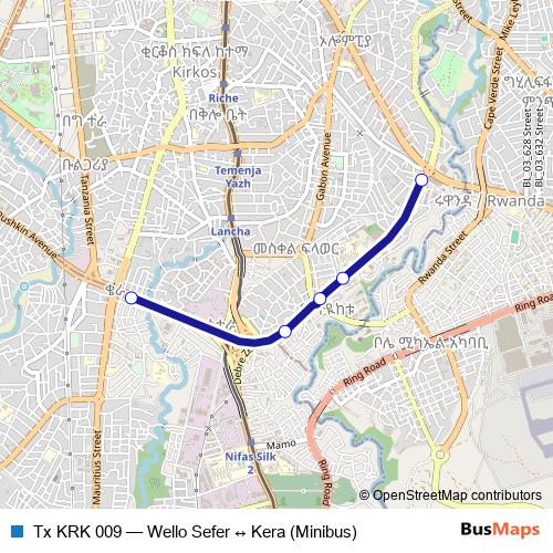 Tx KRK 009 bus Line Map
