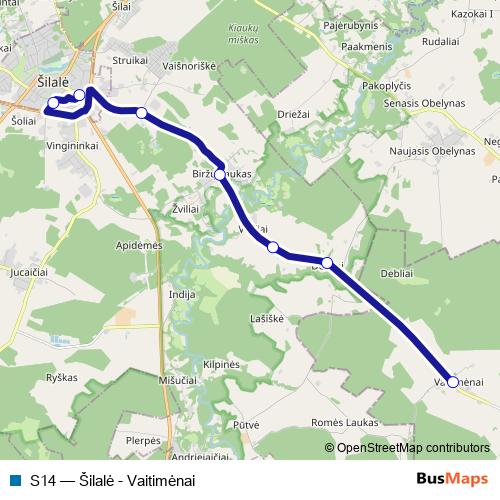 S14 bus Line Map