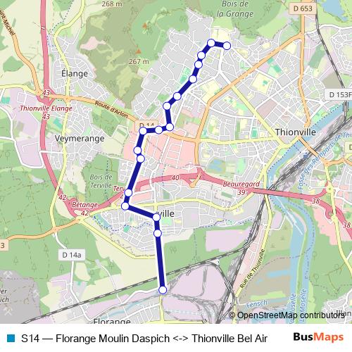S14 bus Line Map