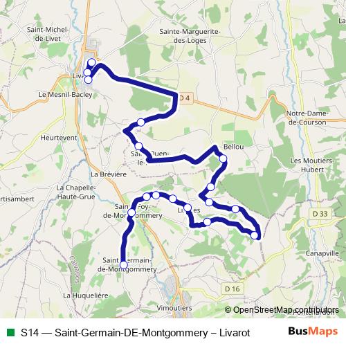 S14 bus Line Map