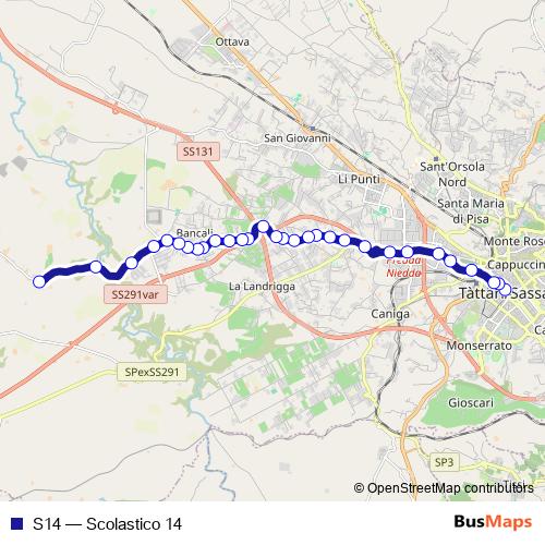 S14 bus Line Map