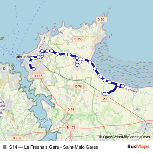S14 bus Line Map