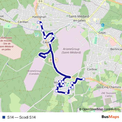 S14 bus Line Map