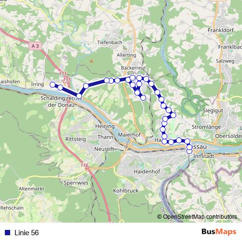 Linie 56 bus Line Map