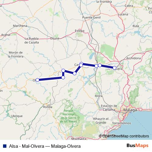 Alsa - Mal-Olvera bus Line Map